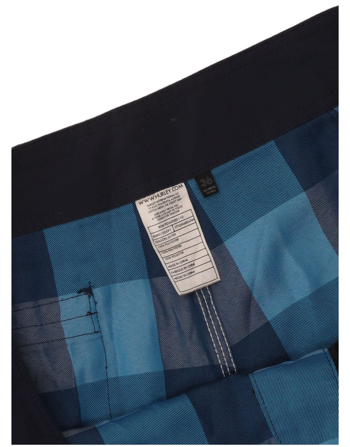 Shorts de natação masculino Hurley Graphic grande poliéster xadrez azul