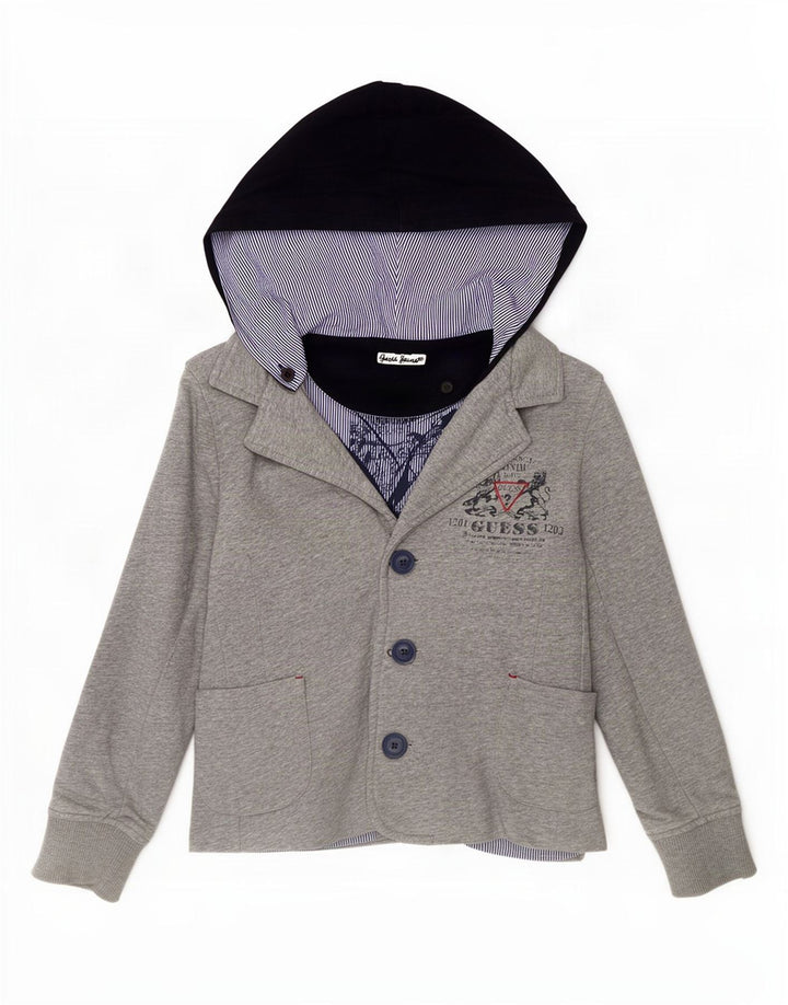 Jaqueta blazer com capuz de 3 botões Guess Boys 7-8 anos algodão cinza