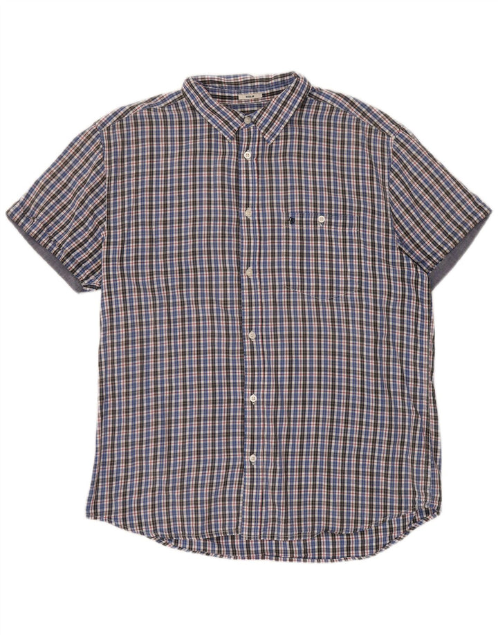 Wrangler Camisa masculina de manga curta regular fit 2XL algodão xadrez azul