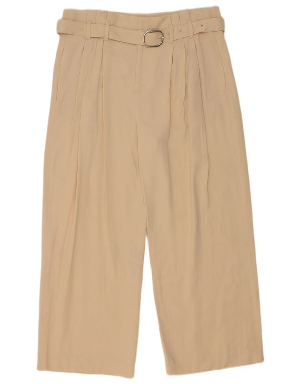 Calça Chino Feminina Zara Cintura Alta Pegged Grande W30 L27 Poliéster Bege