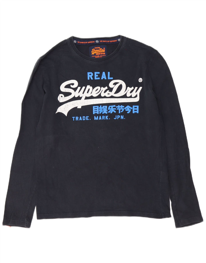Superdry Mens Graphic Top Manga Longa Grande Algodão Preto