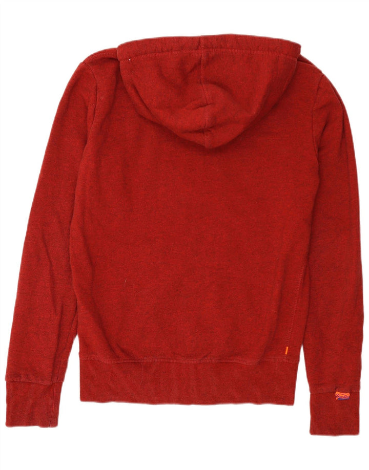 Suéter masculino Superdry com capuz e zíper gráfico pequeno algodão manchado vermelho