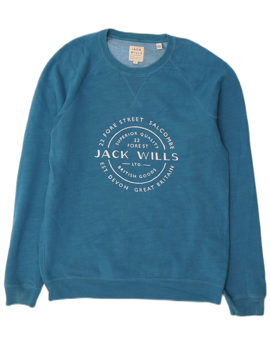 Jack Wills moletom gráfico masculino jumper médio azul algodão