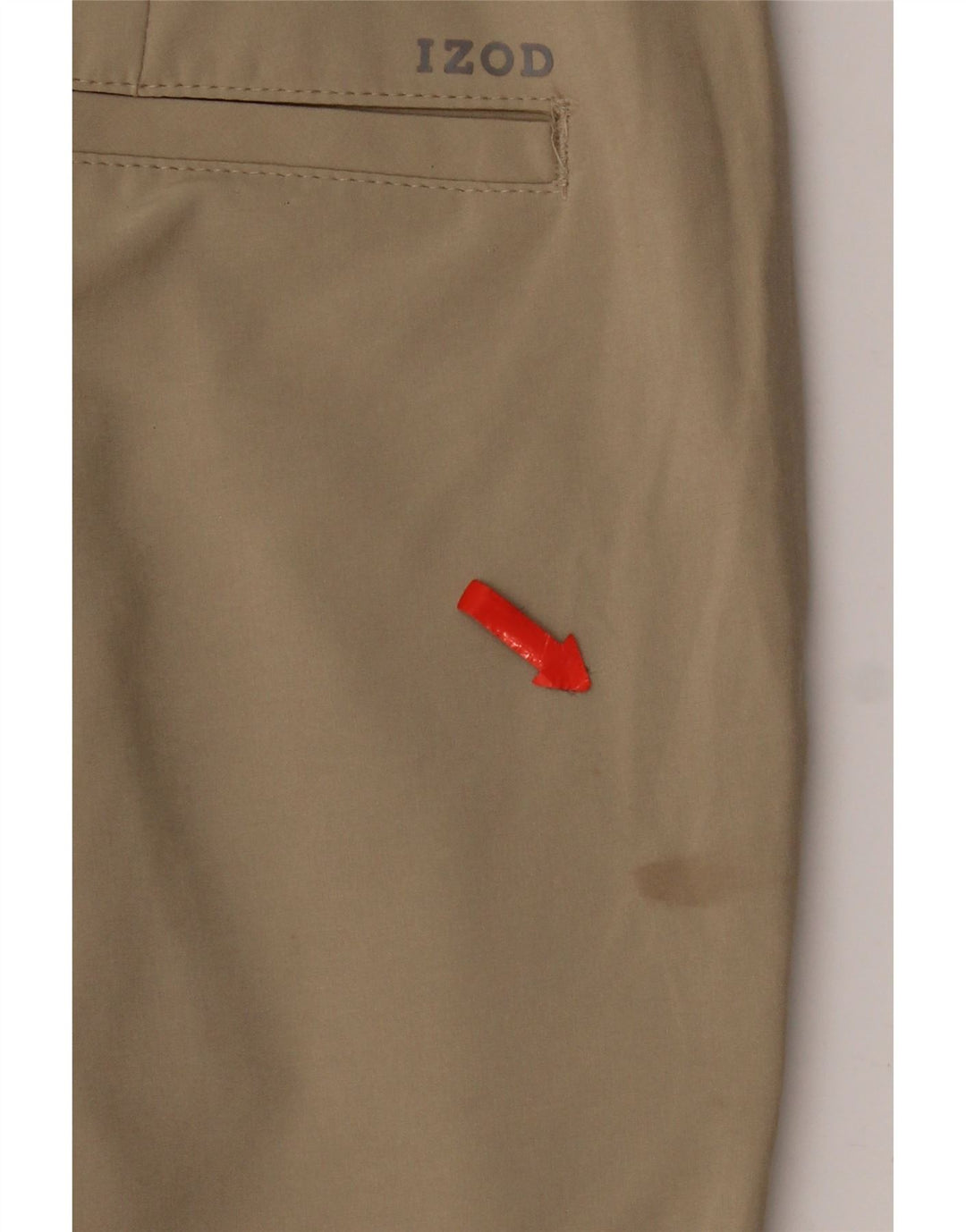Calça chino reta feminina Izod W32 L30 poliéster bege