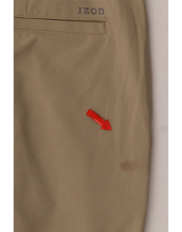 Calça chino reta feminina Izod W32 L30 poliéster bege