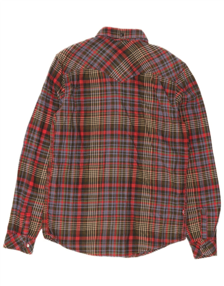 Camisa masculina de flanela Levi's Standard Fit pequena de algodão xadrez multicolorido