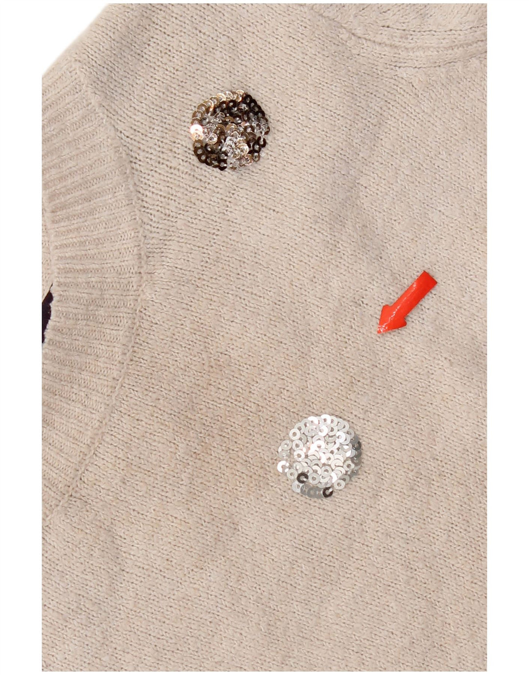 Suéter feminino Marks & Spencer com gola redonda e gola redonda Reino Unido 10 pequeno bege