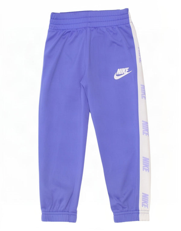 Nike Girls Graphic Tracksuit Calças Joggers 2-3 Anos Roxo Colorblock