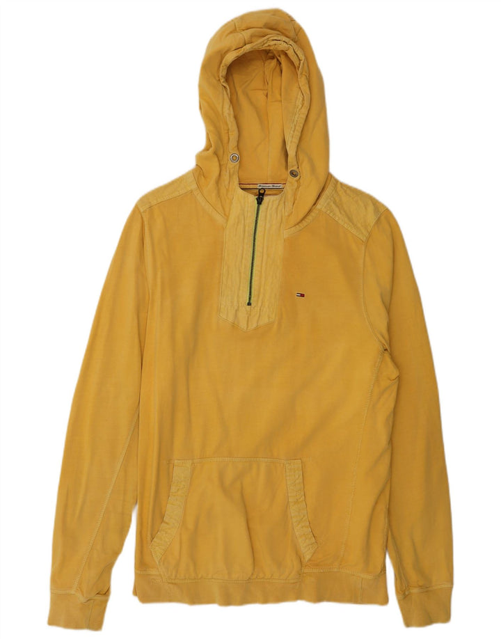Suéter masculino TOMMY HILFIGER com capuz e gola com zíper amarelo médio