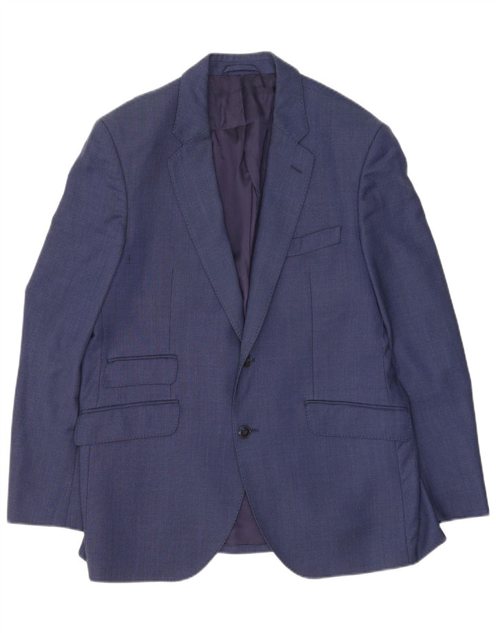 Jaqueta blazer masculina de 2 botões Hackett Reino Unido 42 XL lã azul