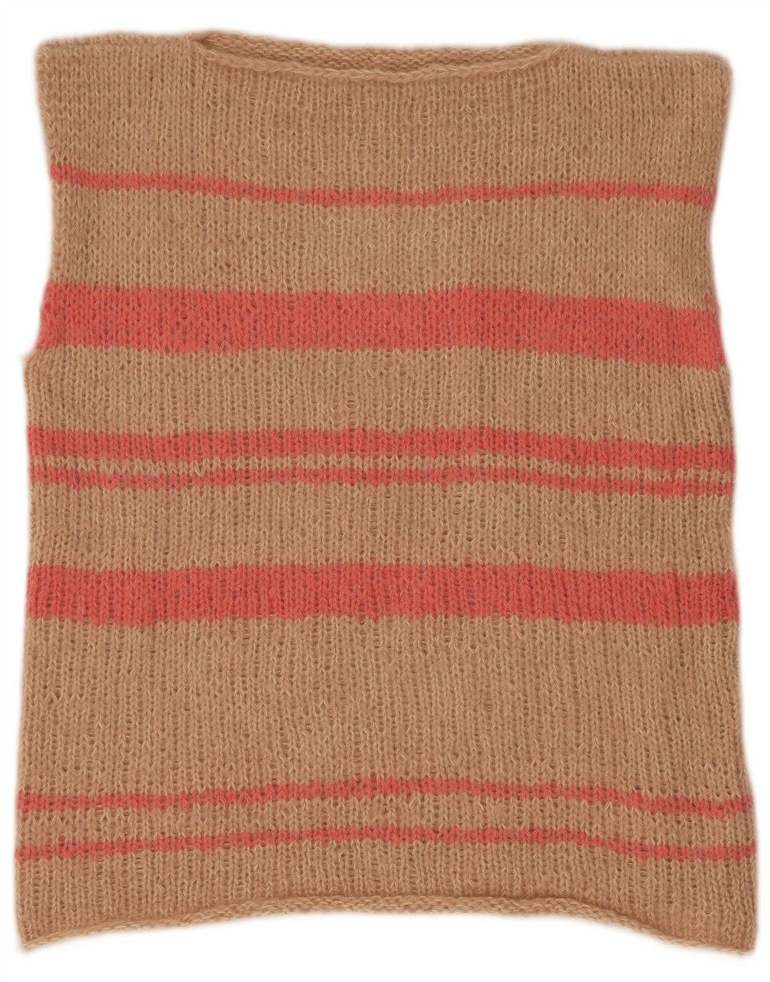Colete feminino vintage regata Reino Unido 12 listrado marrom médio