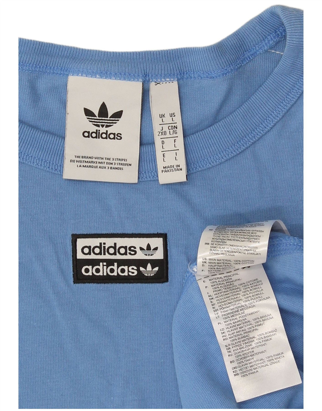 Top gráfico masculino Adidas manga comprida grande algodão colorblock azul
