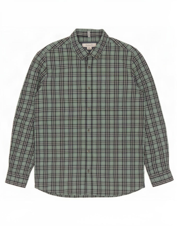 Camisa masculina Massimo Dutti 13-14 anos algodão xadrez verde