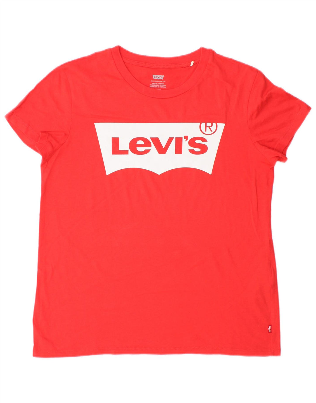 Camiseta feminina Levi's Oversized Graphic UK 10 pequena de algodão vermelho