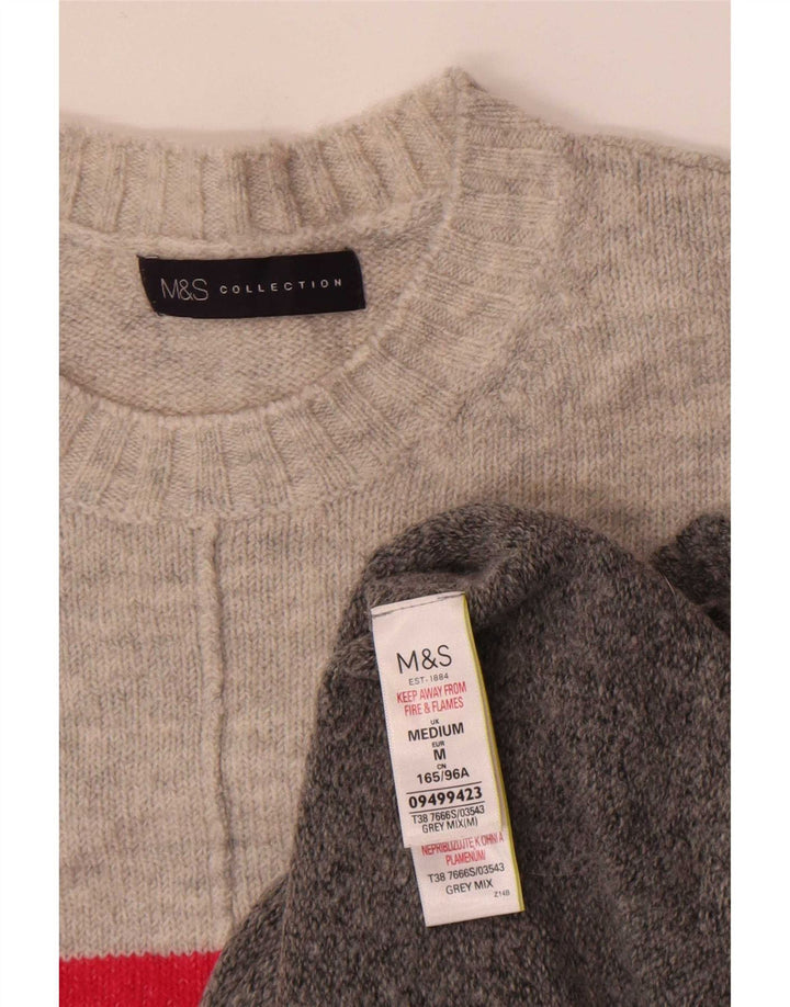 Suéter feminino Marks & Spencer com gola redonda Reino Unido 14 cinza médio
