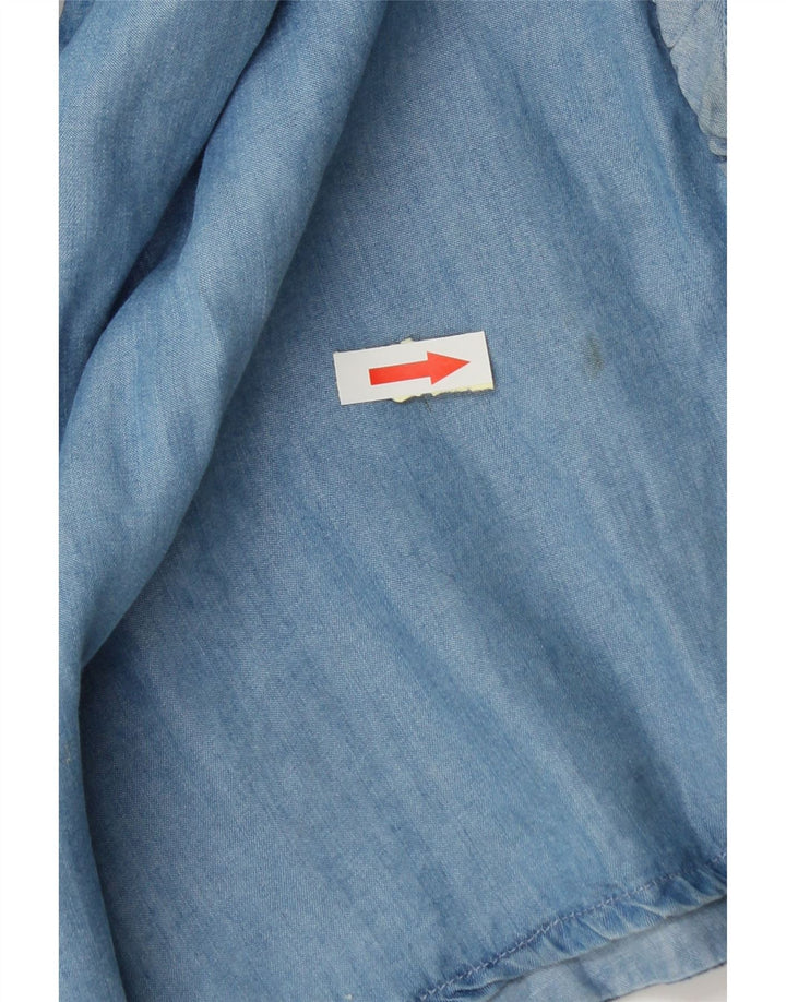 Camisa feminina Marks & Spencer com babados na frente UK 20 2XL algodão azul