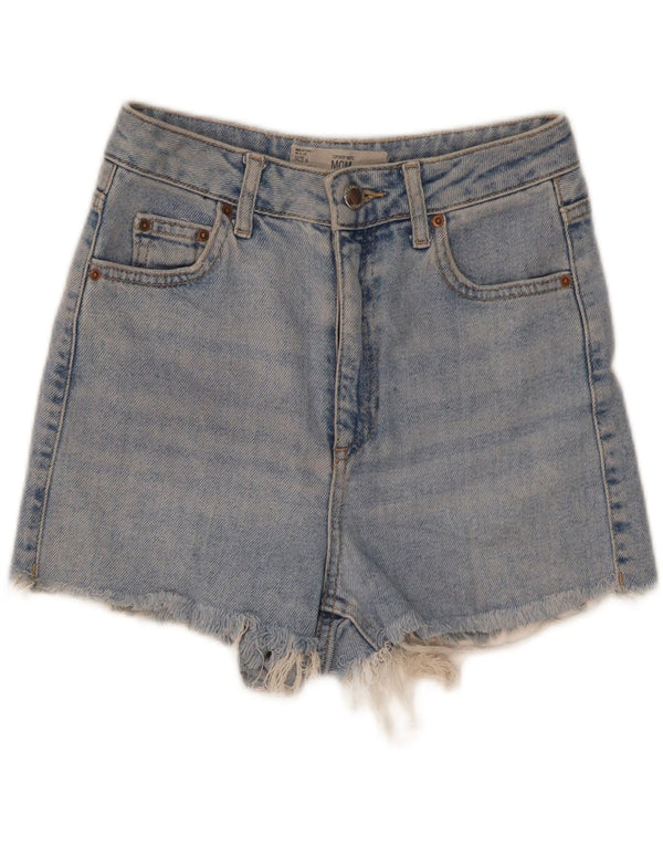 Shorts jeans feminino Topshop Mom cintura alta Reino Unido 6 XS W25 algodão azul