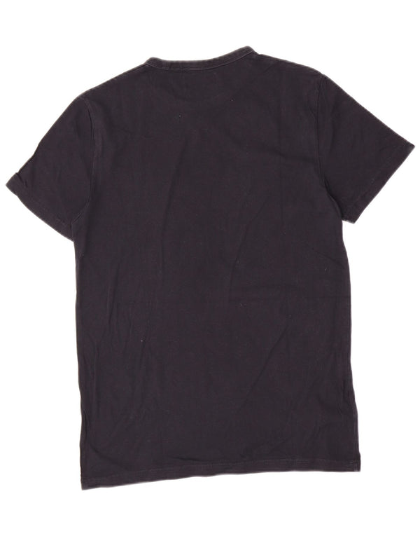 Fred Perry Camiseta masculina gráfica top pequeno algodão colorblock azul marinho