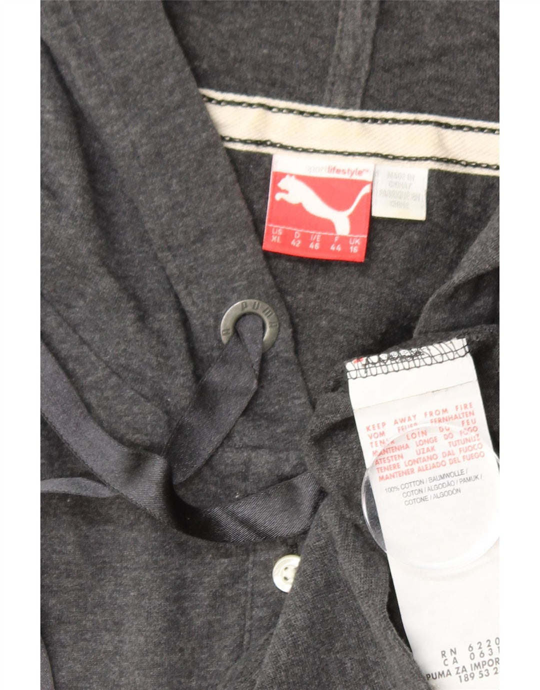 PUMA Womens Hoodie Jumper UK 16 Large Grey Cotton Vintage Puma and Second-Hand Puma from Messina Hembry 