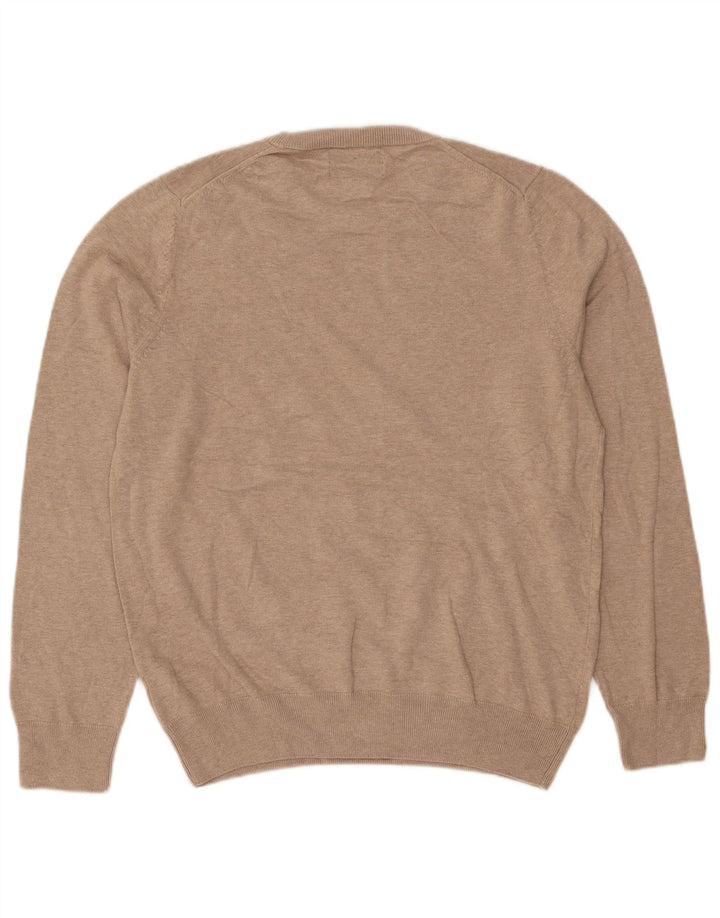 Suéter masculino Marks & Spencer com gola redonda, algodão bege médio