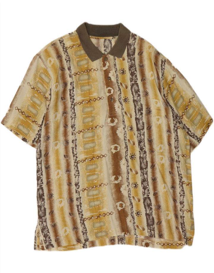Pulôver masculino vintage de manga curta Camisa grande floral amarelo