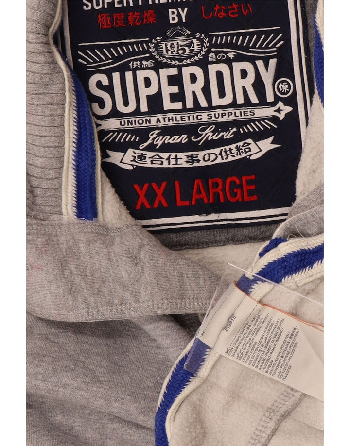 Suéter masculino SUPERDRY com gola e botão gráfico 2XL cinza manchado