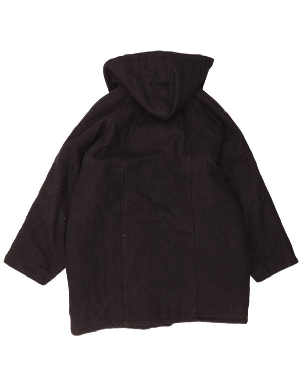 Sobretudo masculino vintage com capuz UK 42 XL lã azul marinho