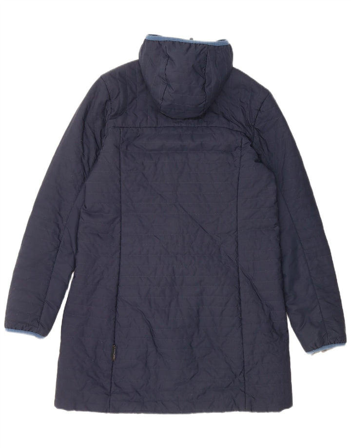 Casaco acolchoado com capuz feminino Jack Wolfskin Reino Unido 12 poliéster azul marinho médio