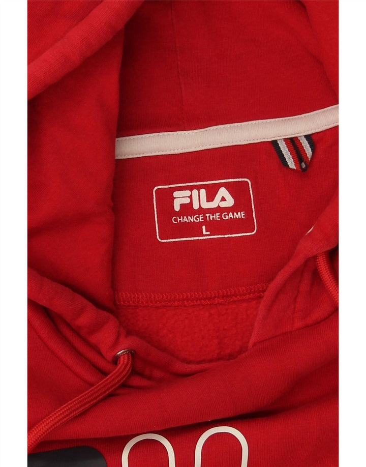 Fila Mens Graphic Hoodie Jumper Grande Algodão Vermelho