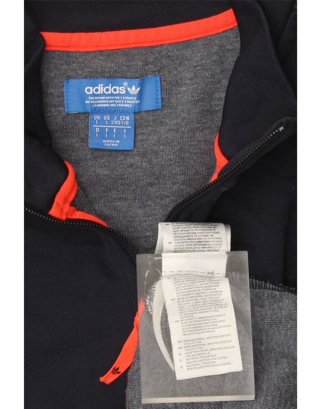 Adidas Mens Zip Neck Moletom Jumper Grande Azul Marinho Colorblock