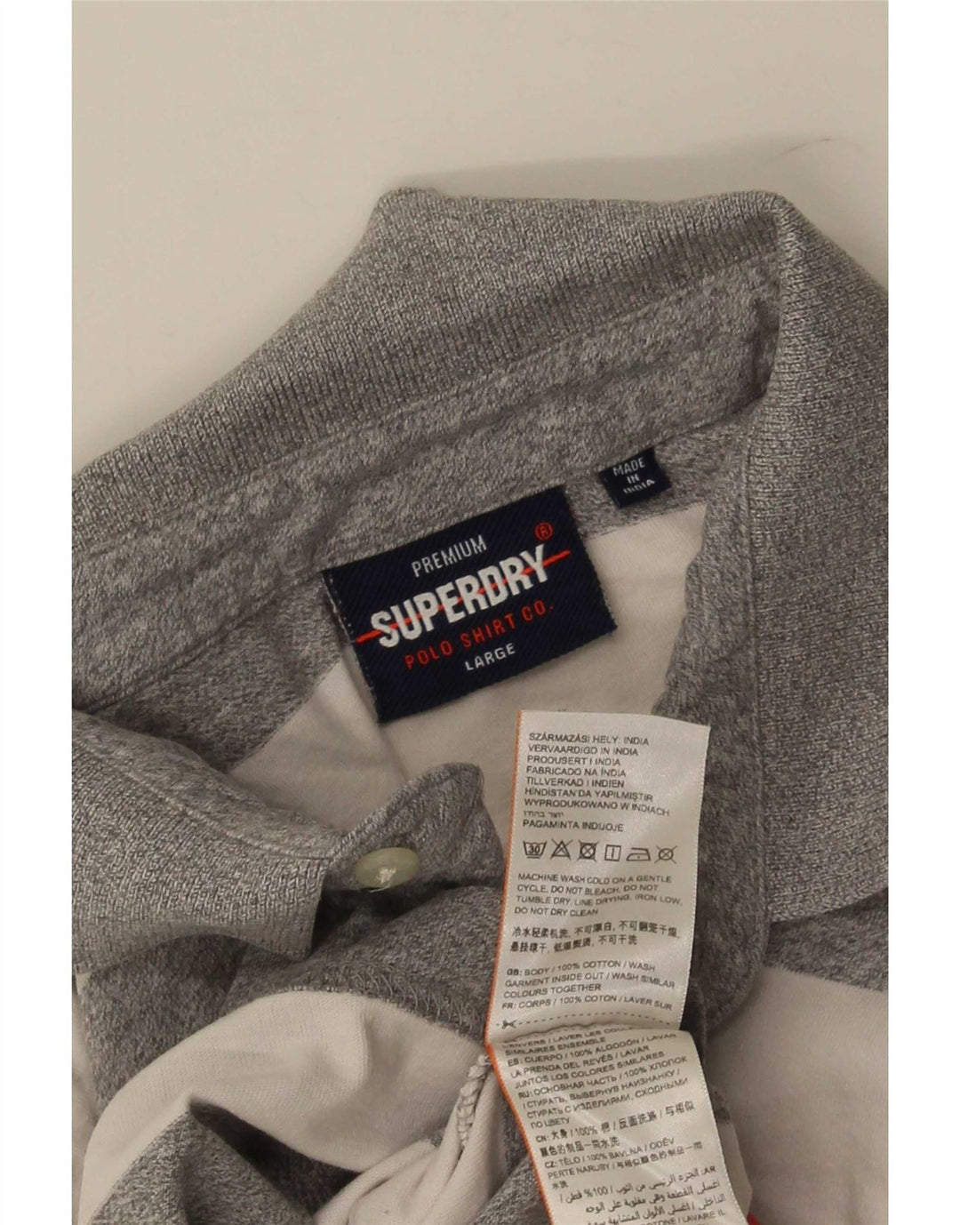 Camisa polo masculina Superdry grande algodão listrado cinza