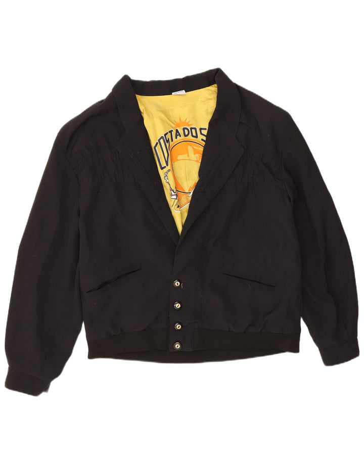Jaqueta bomber masculina vintage grande de algodão preto