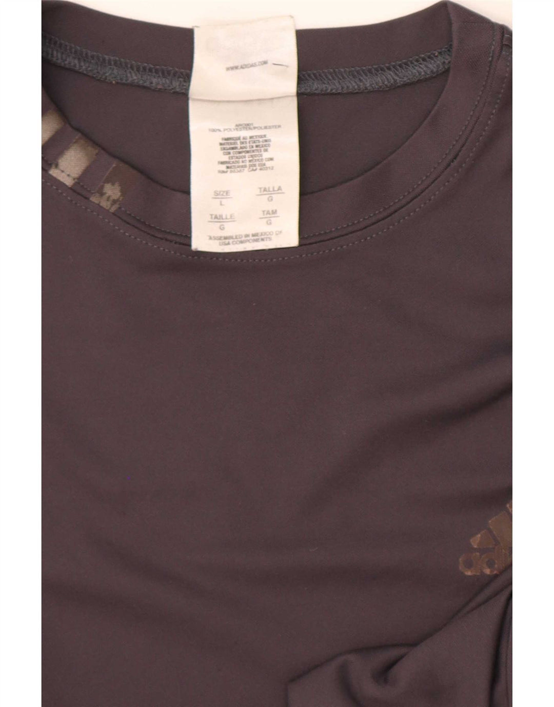 Camiseta masculina Adidas grande poliéster cinza