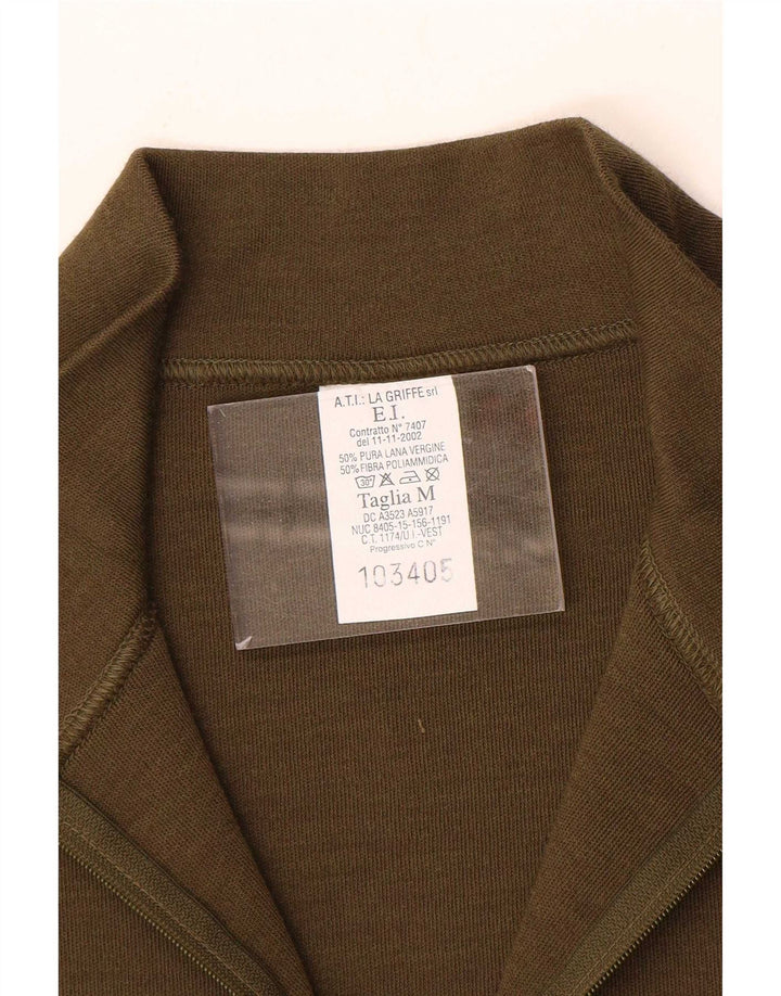 Suéter vintage masculino com zíper e gola em poliamida cáqui médio