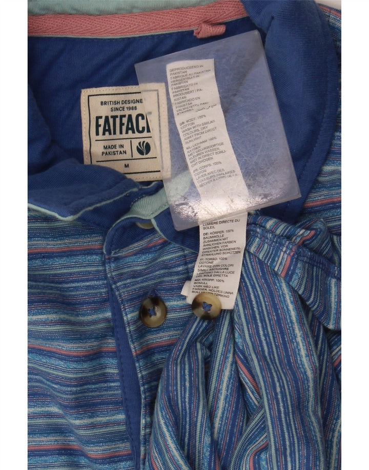 Camisa polo masculina FAT FACE de algodão listrado azul médio