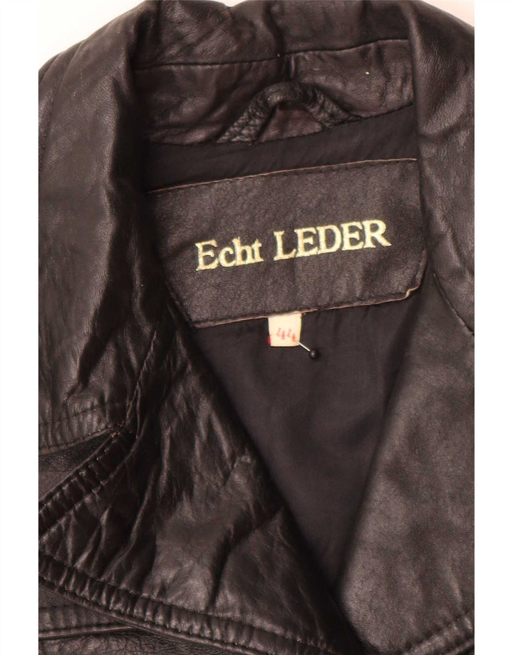 Jaqueta blazer feminina vintage de couro com 3 botões IT 44 médio preto