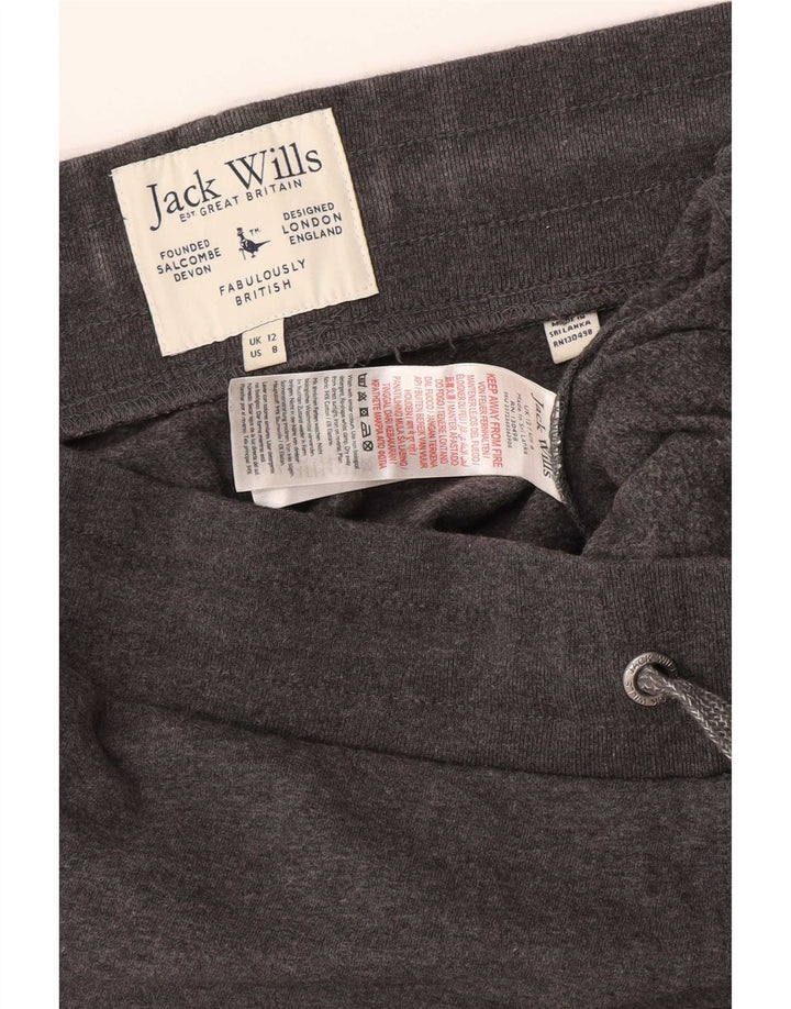 Calça esportiva feminina Jack Wills com estampa gráfica e joggers UK 12 cinza médio