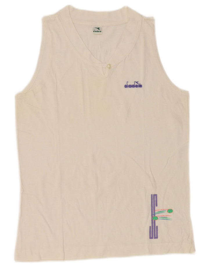 Diadora Womens Vest Top UK 12 Médio Branco