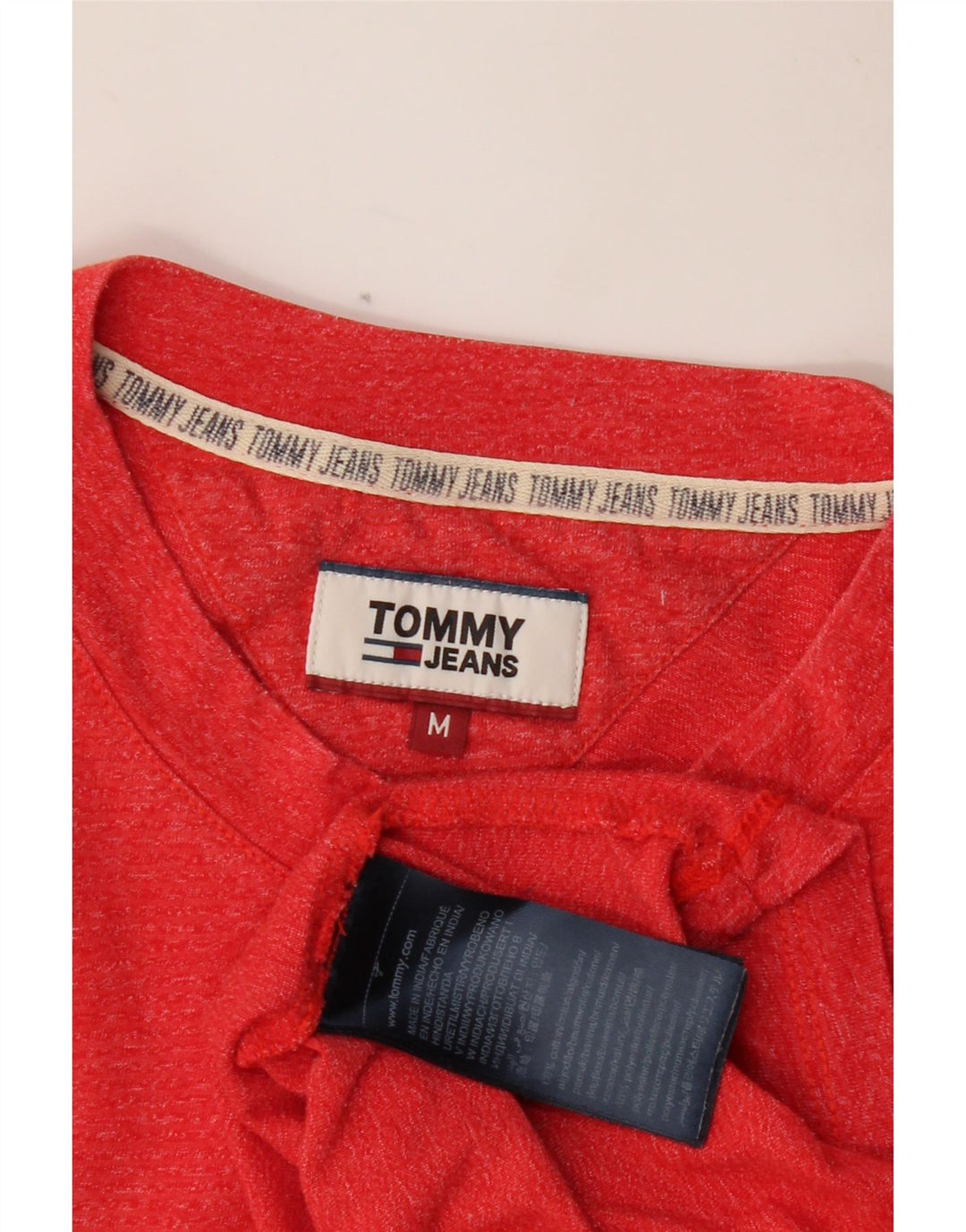 Camiseta masculina TOMMY HILFIGER de algodão manchado vermelho médio