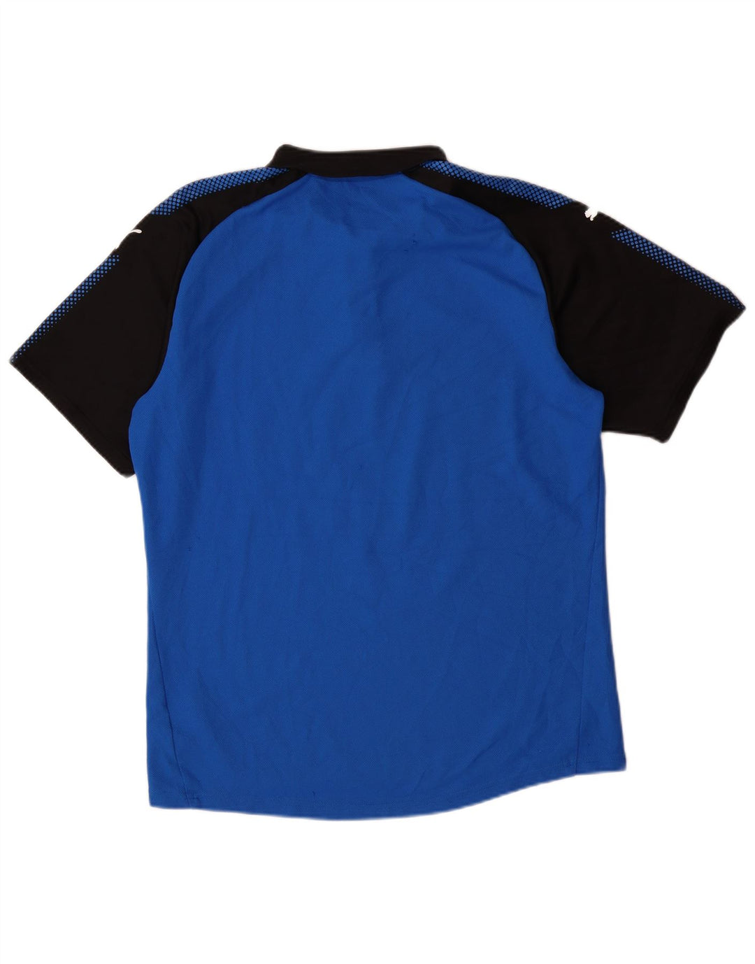 Camisa pólo gráfica masculina PUMA grande azul colorblock poliéster