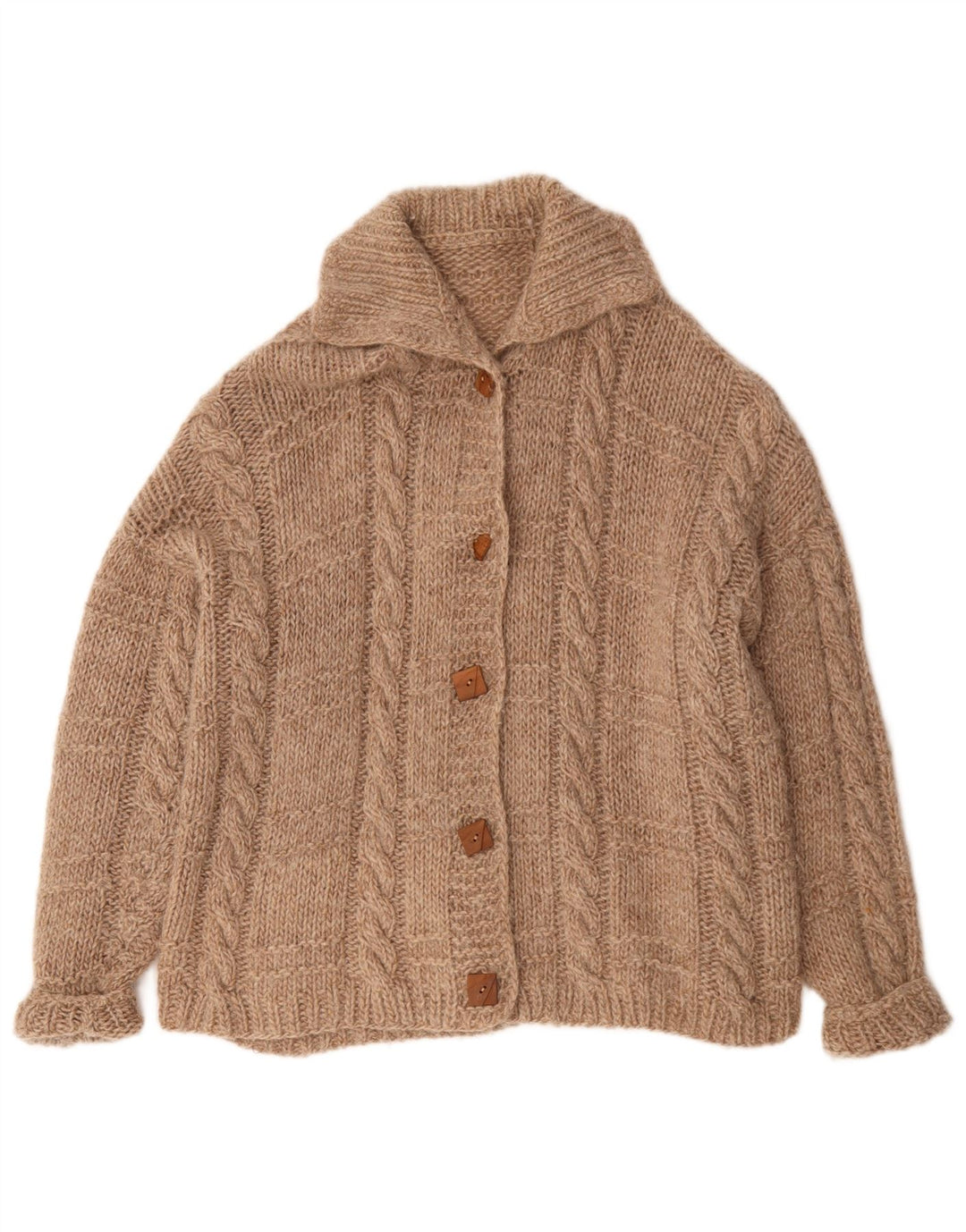 Suéter cardigã oversized feminino vintage Reino Unido 20 2XL marrom