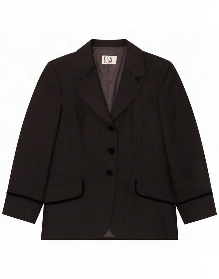 Jaqueta blazer feminina vintage de 3 botões IT 50 XL lã virgem cinza
