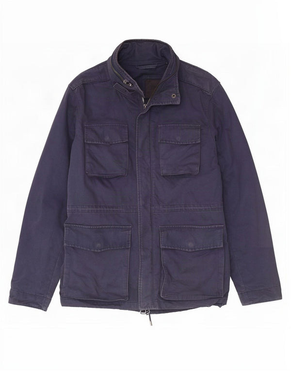 Jaqueta utilitária militar masculina com capuz Marks & Spencer UK 42 XL azul marinho