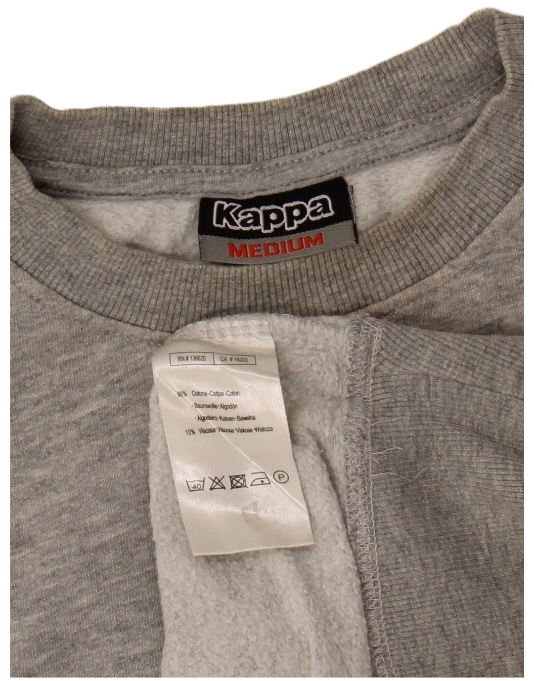 Kappa moletom masculino jumper médio cinza algodão manchado