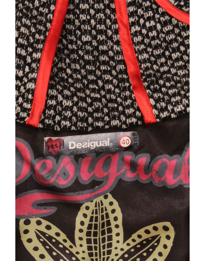 Sobretudo feminino com capuz gráfico DESIGUAL EU 40 xadrez cinza médio