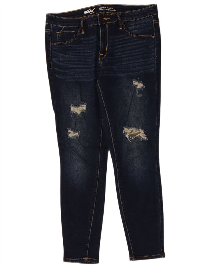 Calça jeans feminina MOSSIMO com cintura média desgastada US 10 médio W30 L27 azul