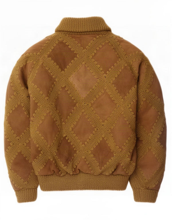 Jaqueta bomber de camurça vintage feminina UK 18 XL marrom