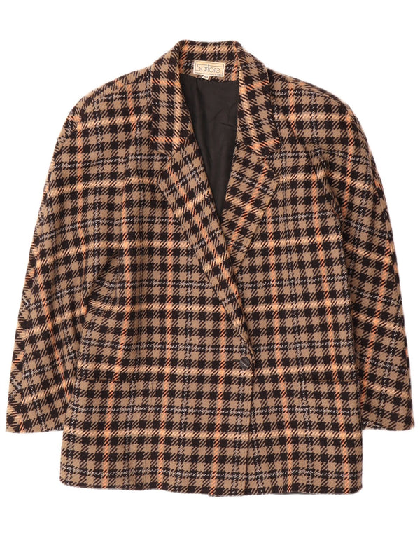 Jaqueta blazer feminina vintage com 1 botão IT 44 lã xadrez marrom médio