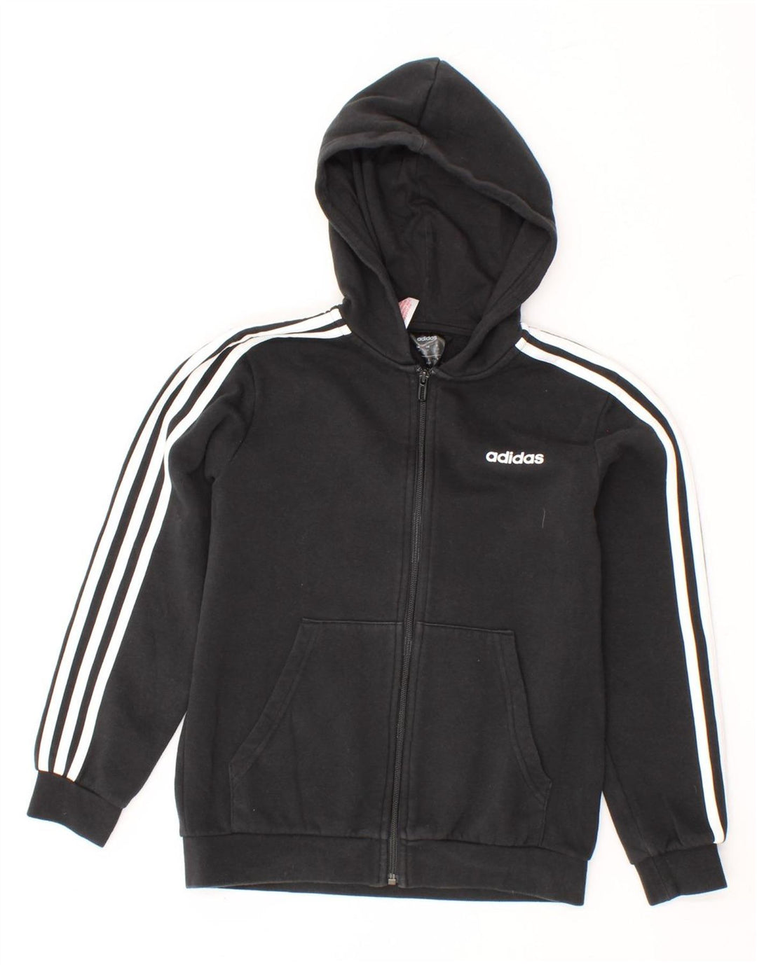 ADIDAS Boys Zip Hoodie Sweater 11-12 Years Black Cotton Vintage Adidas and Second-Hand Adidas from Messina Hembry 