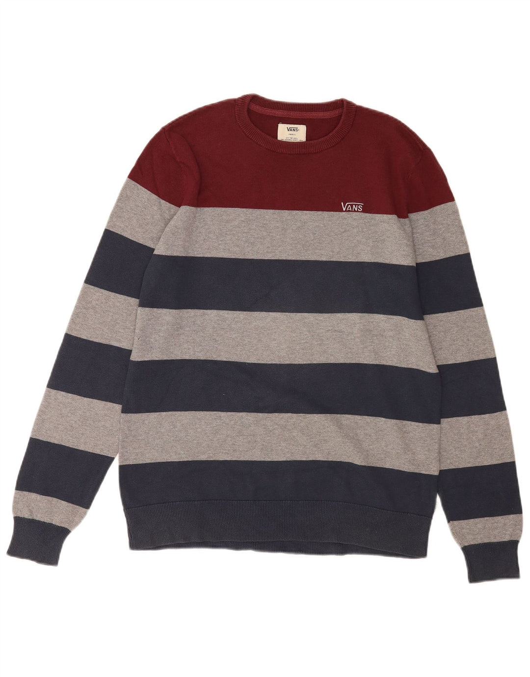 Suéter masculino Vans com gola redonda e pequeno algodão listrado multicolorido